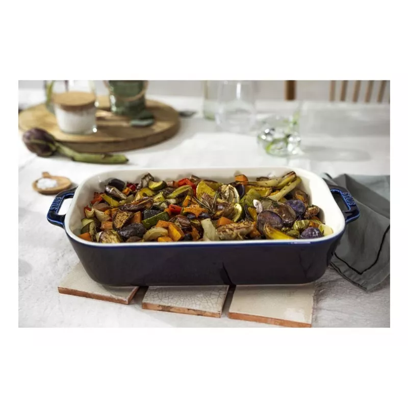 Staub Forma rettangolare in ceramica, blu scuro, 34x24x7,6