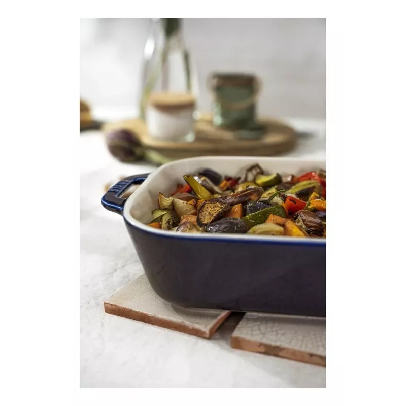 Staub Forma rettangolare in ceramica, blu scuro, 34x24x7,6