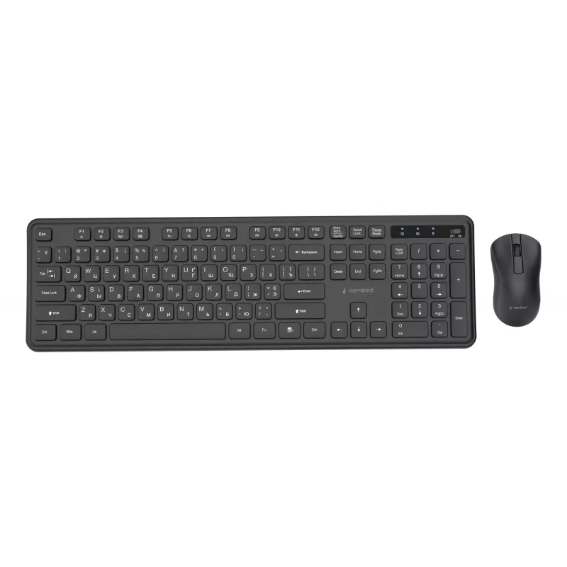 Gembird KBS-WPS-01-CYRL set tastiera e mouse wireless, cirillico, nero