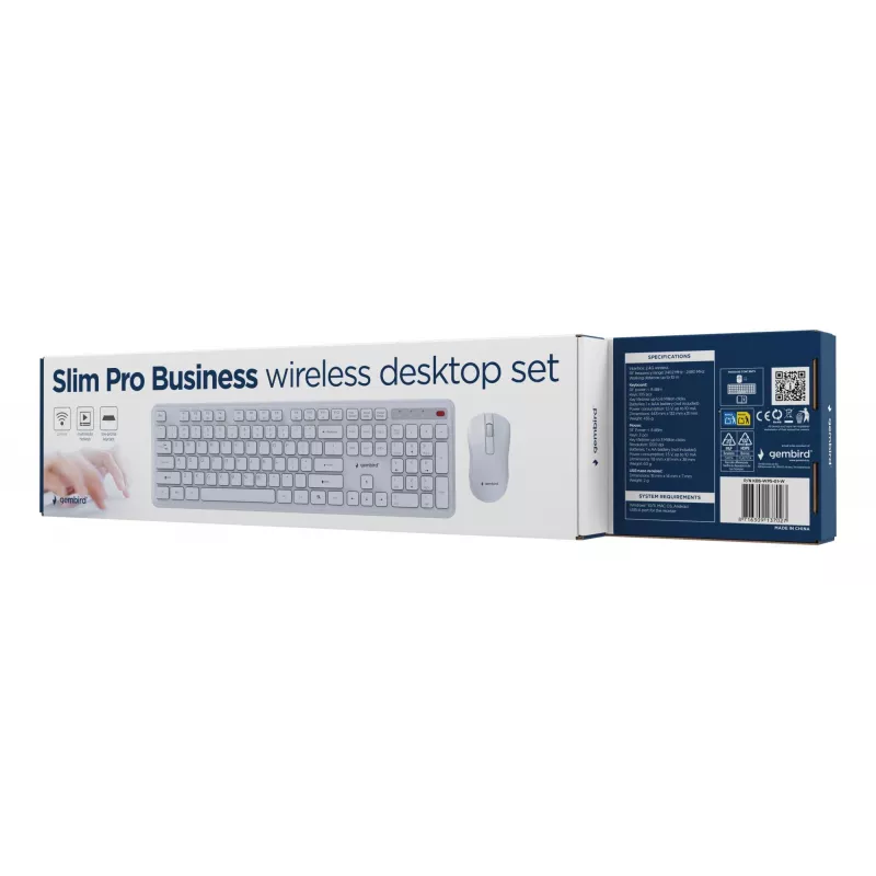 Tastiera + mouse wireless ENG/BIANCO KBS-WPS-01-W Gembird