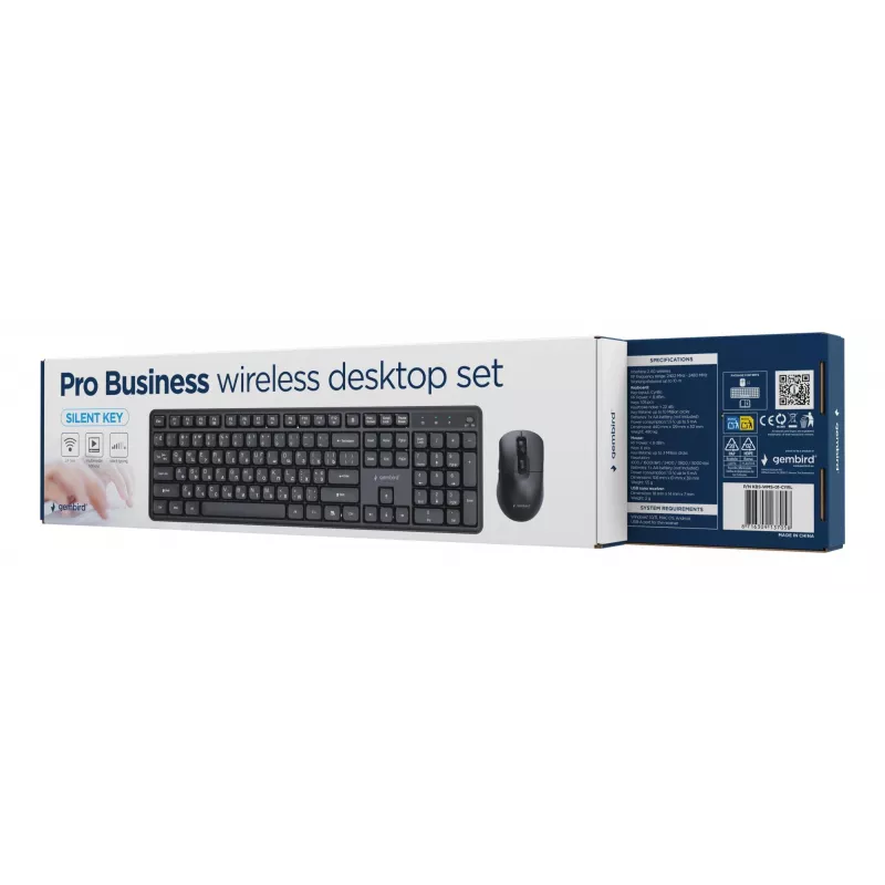 Gembird KBS-WMS-01-CYRL set tastiera e mouse wireless, cirillico, nero