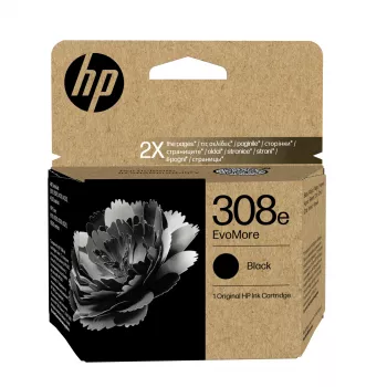 HP 308e EvoMore Nero Cartuccia d'inchiostro originale, portata standard, nero, inchiostro pigmentato, 1 pz., 320 pagine, confezione singola