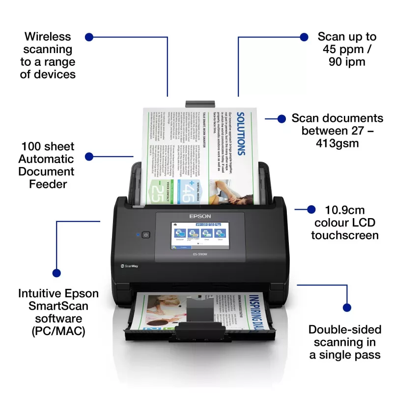 Epson WorkForce ES-590W scanner a trascinamento 600 x 600 DPI A4 nero