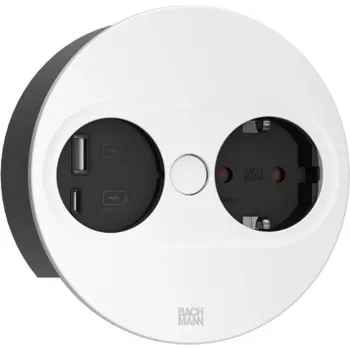 BACHMANN TWIST2 1xCEE7/3 1xUSB A/C 22W rotondo bianco 0,2m con connettore ISV (BM0010998)