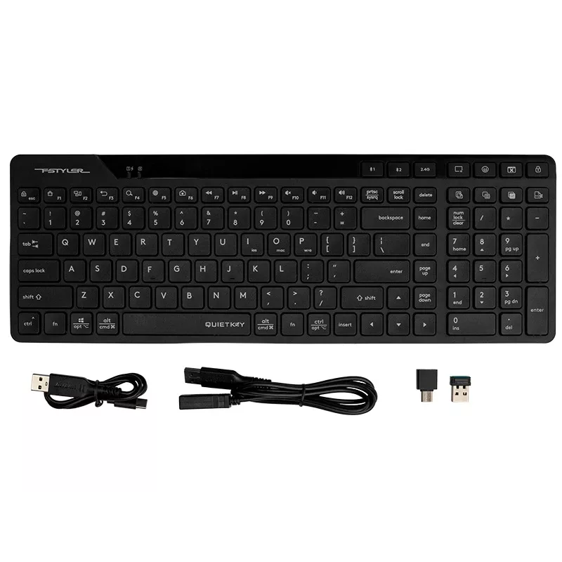 A4Tech Fstyler FBK27C AS Tastiera silenziosa 2,4GHz+BT, nera