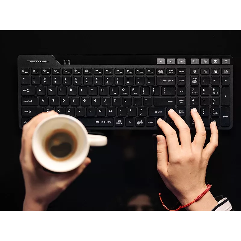 A4Tech Fstyler FBK27C AS Tastiera silenziosa 2,4GHz+BT, nera