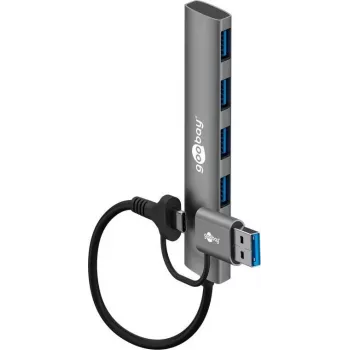 Goobay hub USB 4 porte 2in1 sottile, 5 Gbit/s (79149)