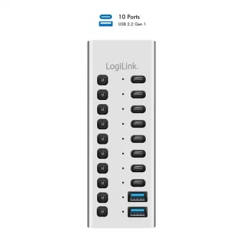 Hub USB3.2 Gen1 10 porte USB-A/C, interruttore on/off