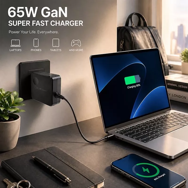 Caricabatterie GaN 65W USB C PD PPS 5V 21V 3A 3.25A
