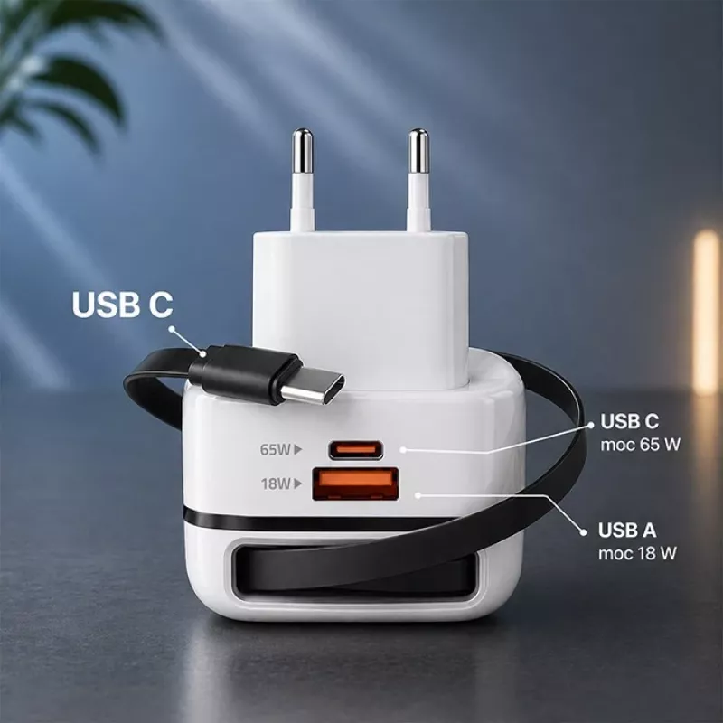 Caricabatterie USB-C 65W GaN PPS 5V 20V 3A 3,25A