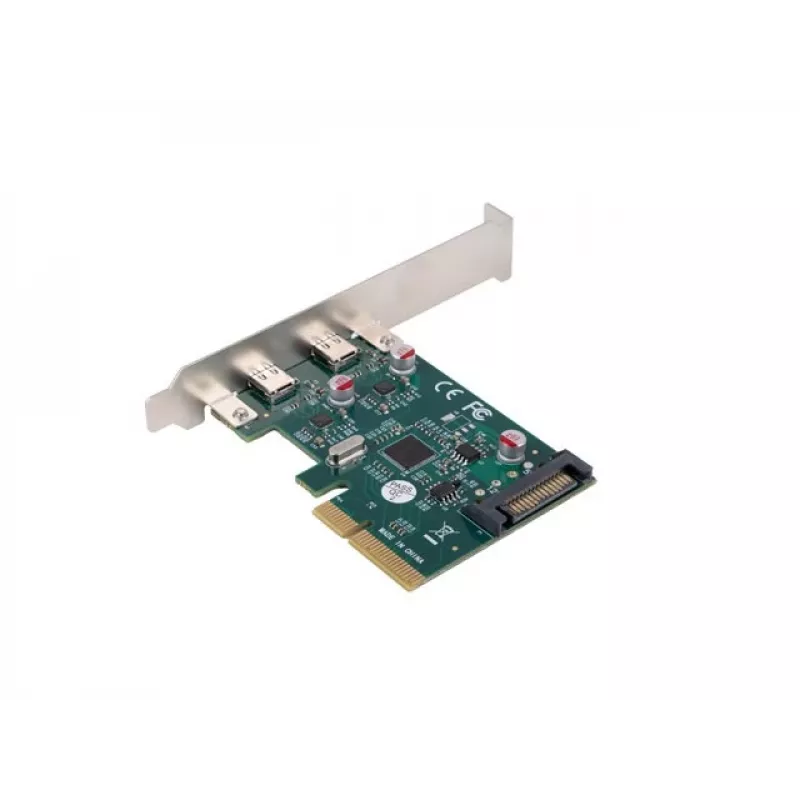 Scheda di rete PCI Express x1 -> 2x USB-C 3.2 Gen 2x1 LED Low Profile