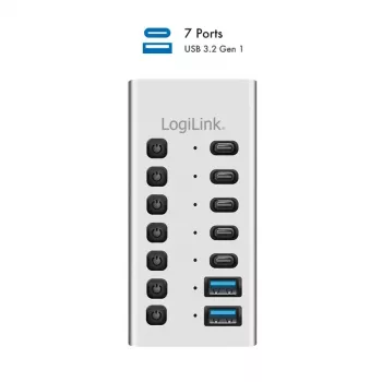 Hub USB 3.2 Gen1 7 porte USB-A/C, interruttore on/off