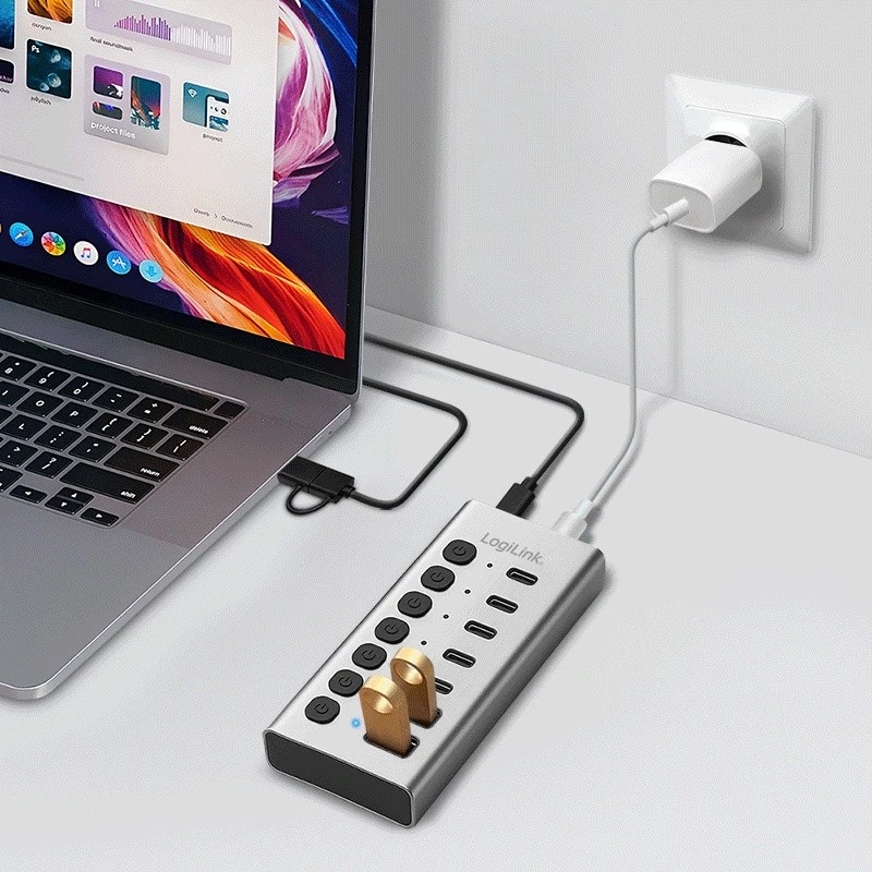 Hub USB 3.2 Gen1 7 porte USB-A/C, interruttore on/off