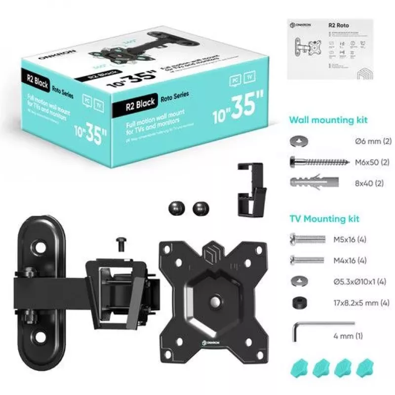 Supporto a parete per TV /10-35/SCHWARZ R2-B Onkron