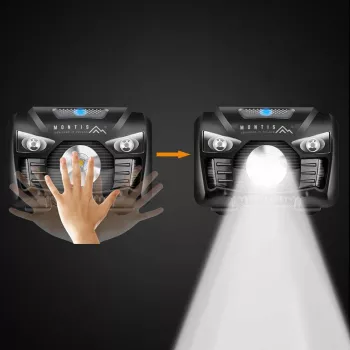 Montis torcia frontale a batteria con sensore MT001 nero Headband flashlight LED