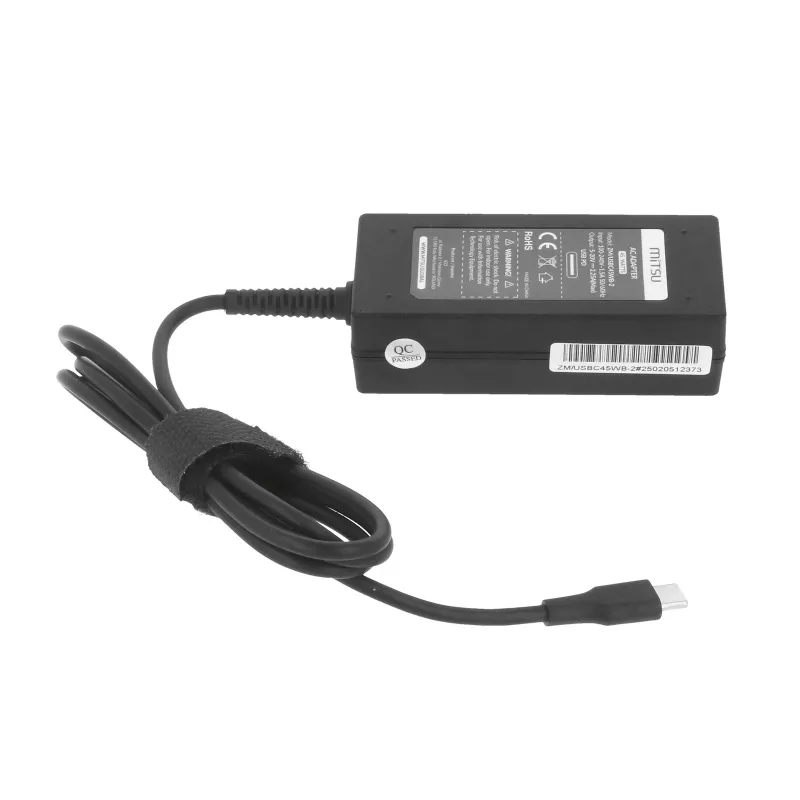 Alimentatore per laptop 45W USB-C 5V-9V-12V-15V/3A, 20V/2,25A PD