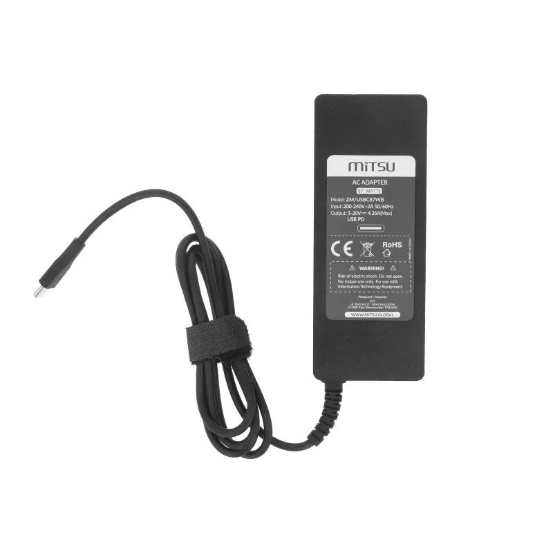 Alimentatore per laptop 87W USB-C 5V-9V-12V-15V/3A, 20V/3,25A, 20,2V/4,3A PD