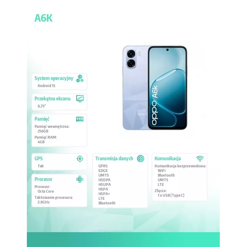Smartphone A6k 4G 4/256GB CPH2891 viola chiaro