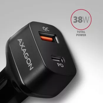 AXAGON PWC-PQ38 38W Caricabatterie da auto 2x Porta USB-A+C