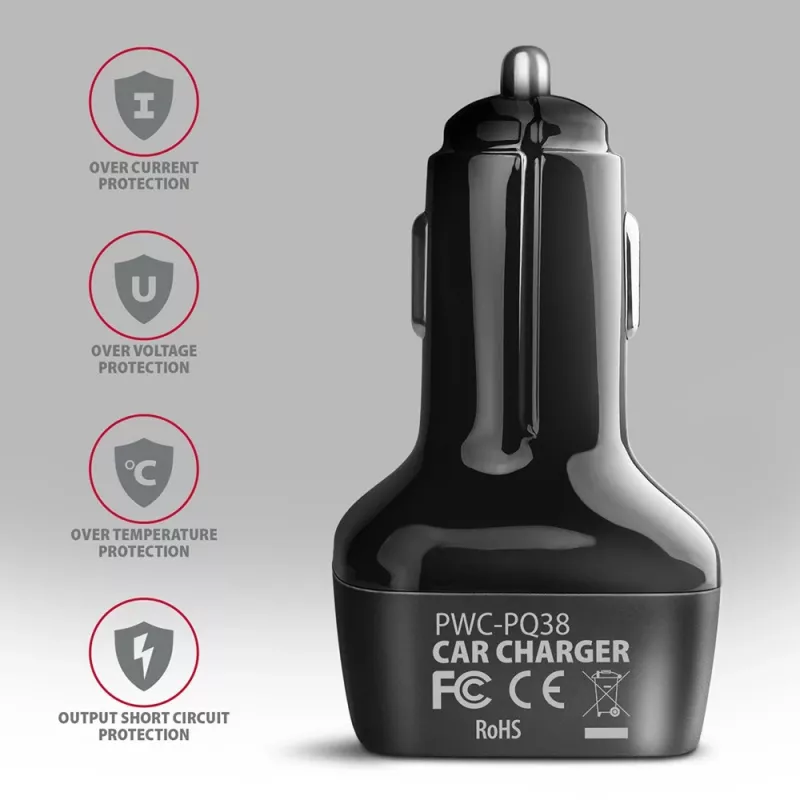 AXAGON PWC-PQ38 38W Caricabatterie da auto 2x Porta USB-A+C