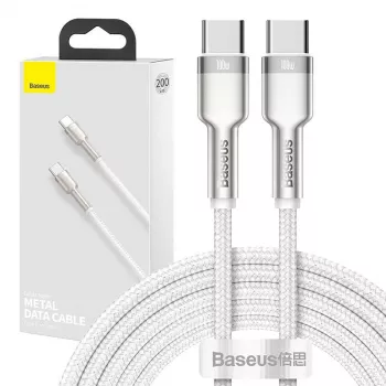 Cavo USB-C a USB-C Baseus Cafule, 100W, 2m (bianco)