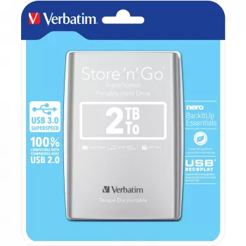 Disco fisso portatile Verbatim Store 'n' Go USB 3.0 2 TB argento