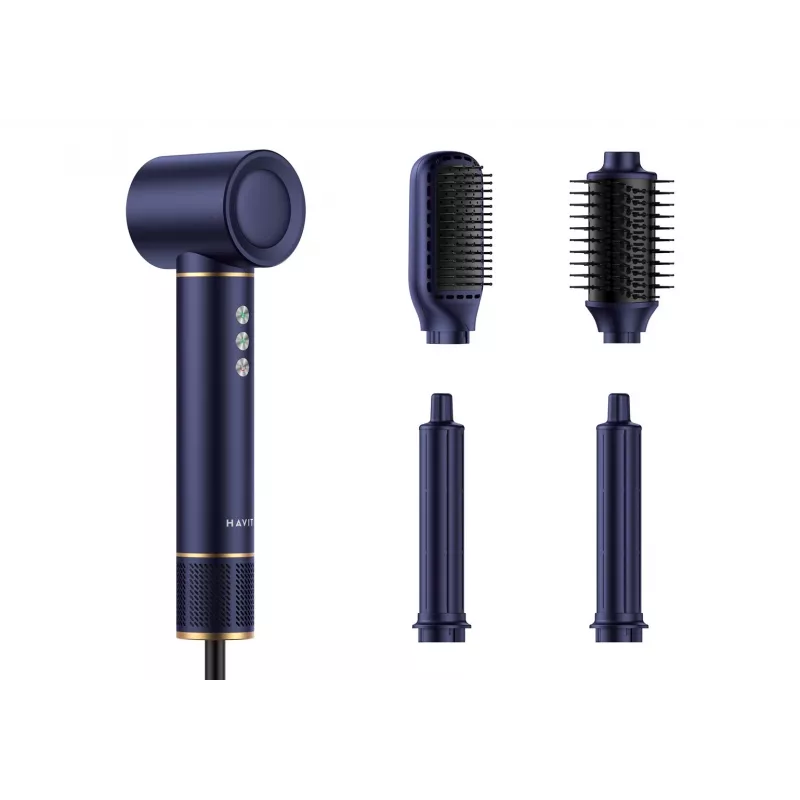 Multistyler Havit HD634-EU spazzola ad aria calda, 1300 W, 4 accessori, blu