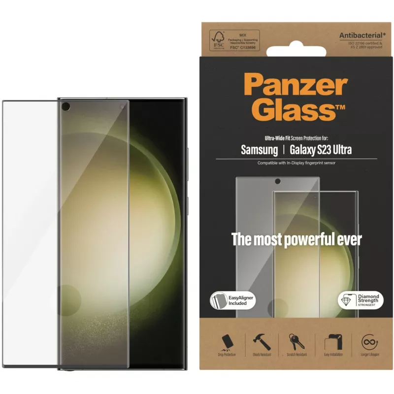Protezione display PanzerGlass Ultra-Wide Fit Sam S23 Ultra S918 7317 con applicatore