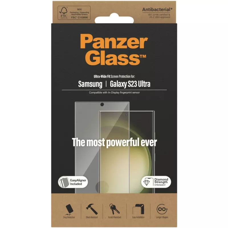 Protezione display PanzerGlass Ultra-Wide Fit Sam S23 Ultra S918 7317 con applicatore