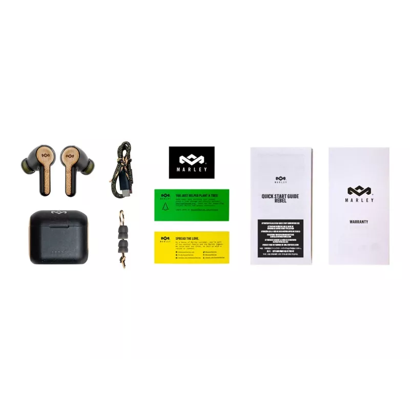 Auricolari Marley Rebel True con microfono integrato, in-ear, wireless, Signature nero