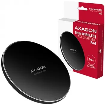 AXAGON WDC-P10T sottile pad di ricarica rapida wireless, Qi 5/7,5/10 W, Micro-USB