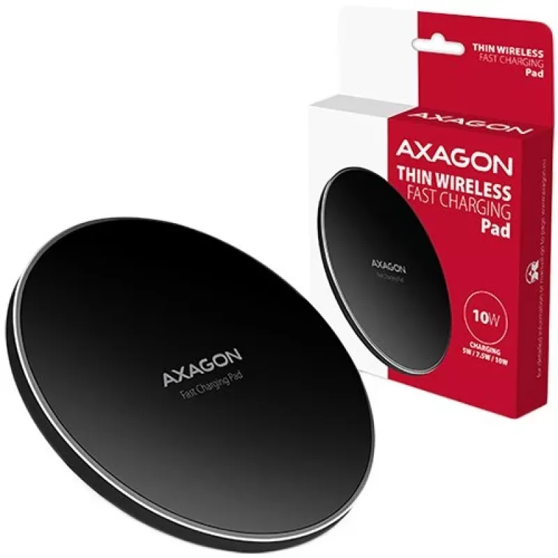 AXAGON WDC-P10T sottile pad di ricarica rapida wireless, Qi 5/7,5/10 W, Micro-USB
