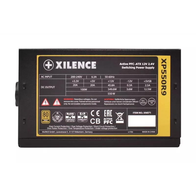 Alimentatore | XILENCE | 550 Watt | efficienza 80 PLUS GOLD | PFC attivo | XN071