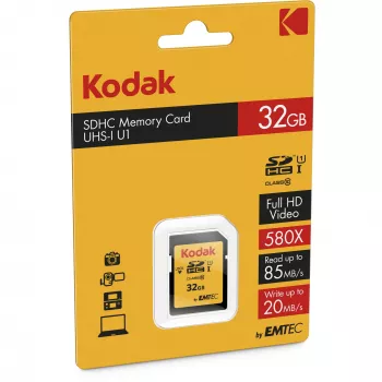 Kodak – Scheda di memoria flash – 32 GB – UHS-I U1 / Class10 – 580x – SDHC UHS-I (EKMSD32GHC10K)