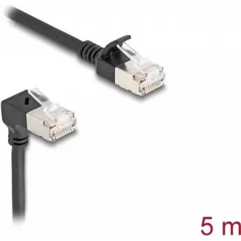 Delock cavo di rete RJ45 Cat.6A S/FTP sottile 90° piegato verso l'alto / dritto 5 m nero (80290)
