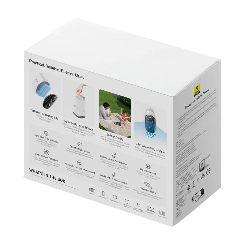 N1 Baseus Set telecamera outdoor 2K confezione da 3 (bianco)