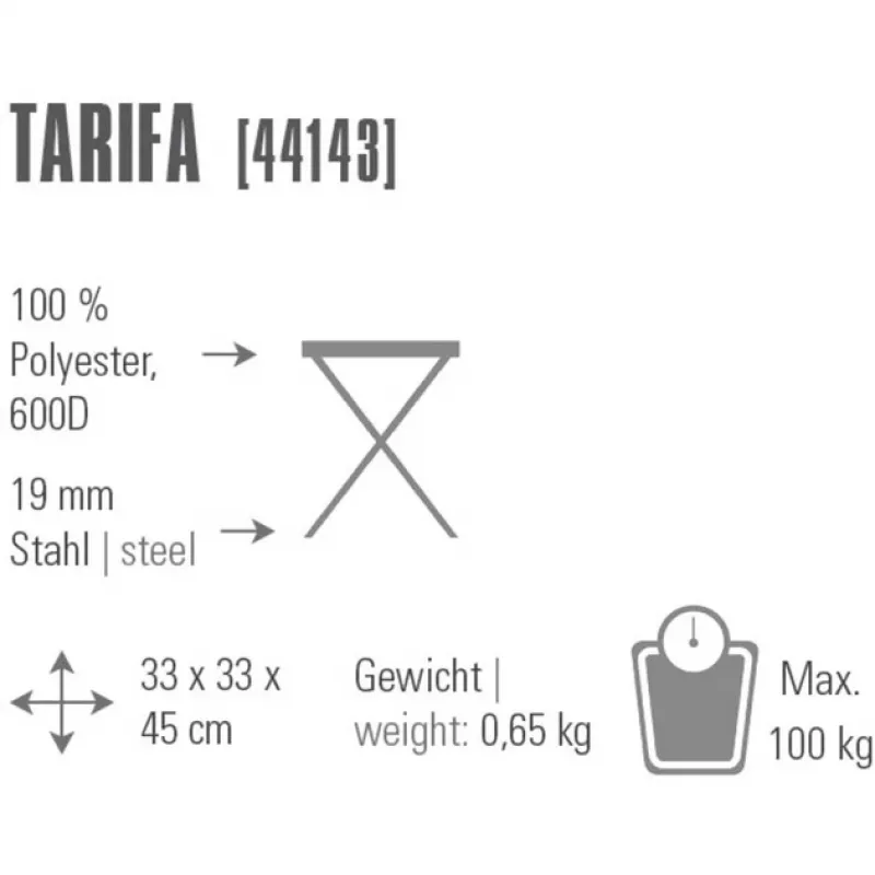 Sedia da campeggio Tarifa 44143 (grigio scuro/blu, sgabello a tre piedi)