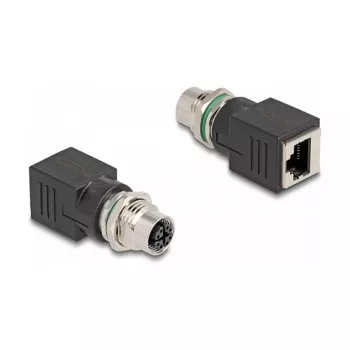 Delock adattatore M12 X-coded 8 pin connettore femmina a connettore femmina RJ45 dritto