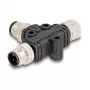 M12 T-splitter A-coded 4 poli 1 x connettore maschio a 1 x connettore maschio e 1 x connettore femmina collegamento in parallelo