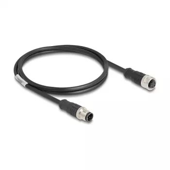 Delock cavo M12 D-codificato 4 pin connettore maschio su connettore femmina PVC 1 m