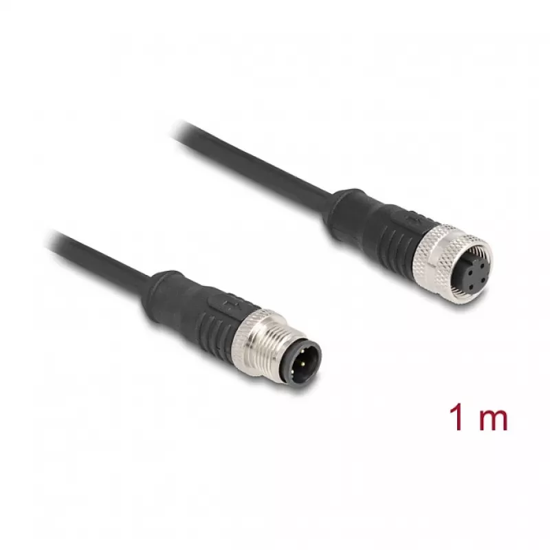 Delock cavo M12 D-codificato 4 pin connettore maschio su connettore femmina PVC 1 m