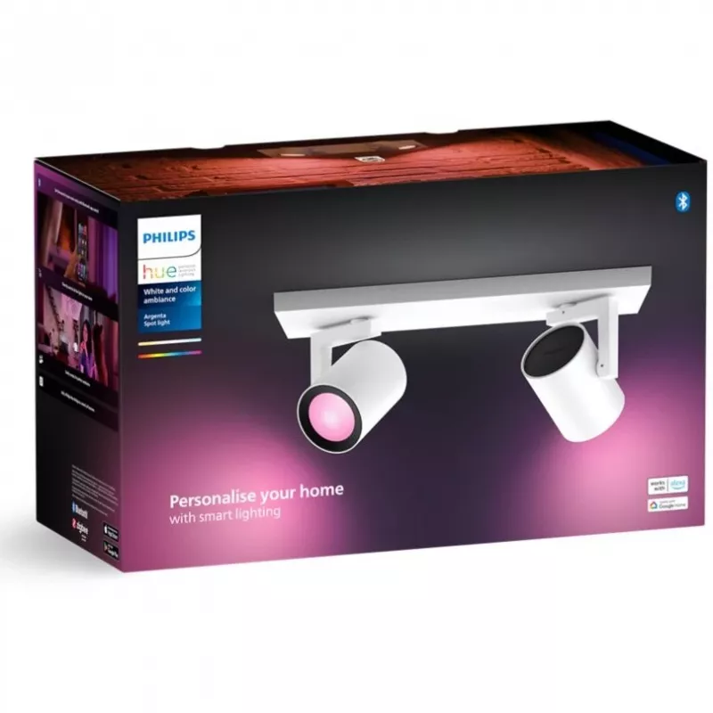 Philips Hue White&Col. Amb. Argenta Spot 2flg. bianco 2x4,2W.