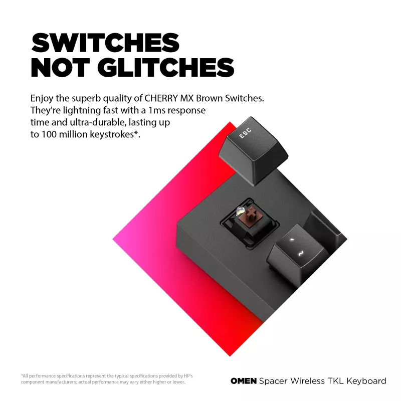 HP OMEN Spacer tastiera wireless TKL, formato completo (100%), wireless, RF wireless, meccanica, nero