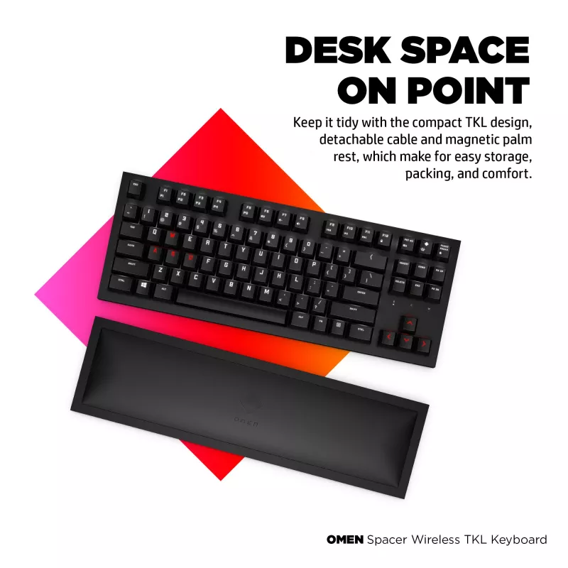 HP OMEN Spacer tastiera wireless TKL, formato completo (100%), wireless, RF wireless, meccanica, nero