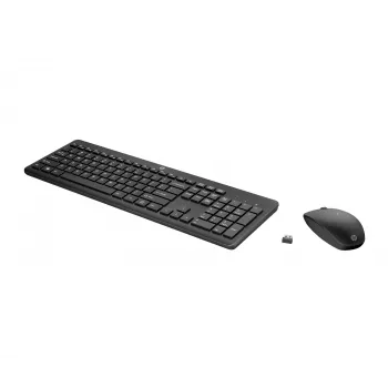 HP 235 combo mouse e tastiera wireless, formato completo (100%), wireless, RF wireless, nero, mouse incluso