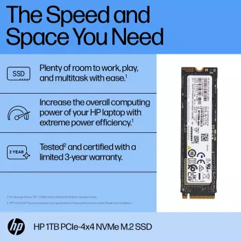 HP unità a stato solido NVMe PCIe-4x4 1TB, 1 TB, M.2