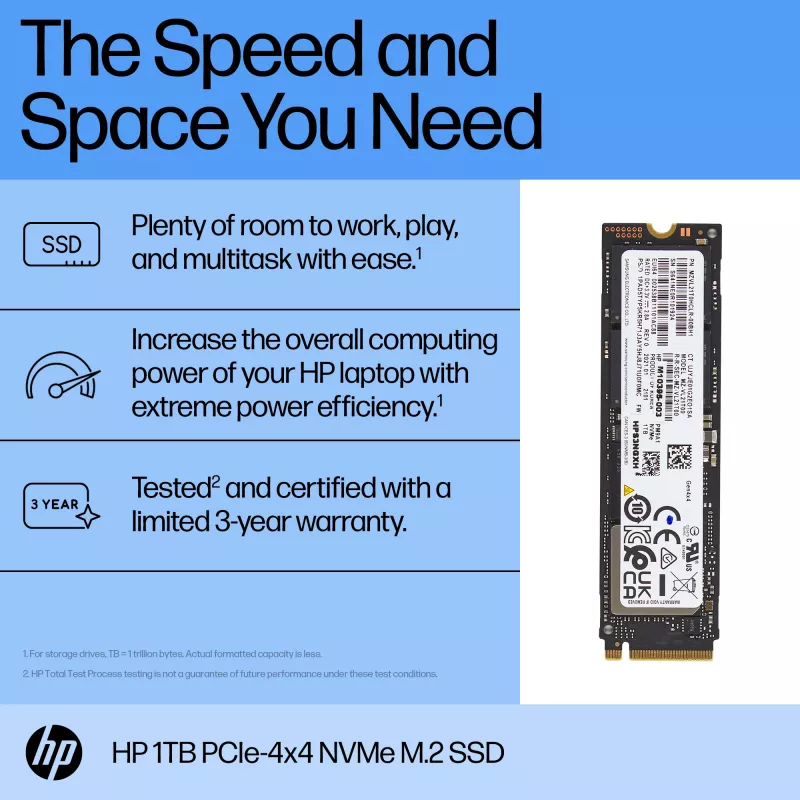 HP unità a stato solido NVMe PCIe-4x4 1TB, 1 TB, M.2