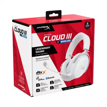 HyperX Cloud III S - cuffie gaming wireless (bianco), wireless, 20 - 20000 Hz, gaming, 340 g, cuffie, bianco