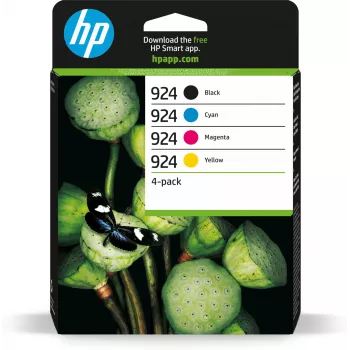 HP 924 confezione da 4 cartucce d'inchiostro originali CMYK, resa standard, nero, ciano, magenta, giallo, 4 pz., 500 pagine, 400 pagine, confezione singola