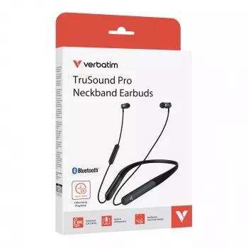 Verbatim TruSound Pro cuffie neckband nero, wireless, musica/uso quotidiano, 20 - 20000 Hz, 74 g, cuffie, nero
